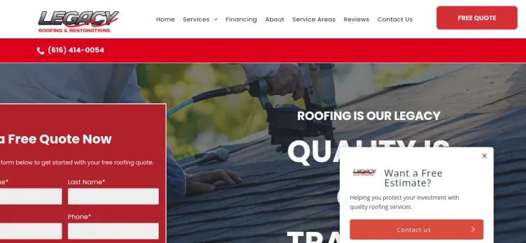 Screenshot Legacy Roofing & Restorations