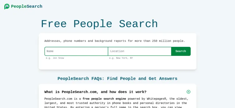 Screenshot PeopleSearch.com