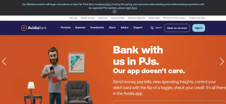 Screenshot Avidia Bank