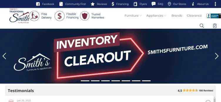 Screenshot Smith's Furniture & Appliances
