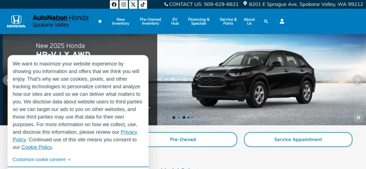 Screenshot AutoNation Honda Spokane Valley