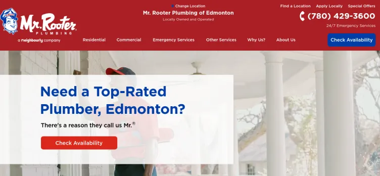 Screenshot Mr. Rooter Plumbing of Edmonton