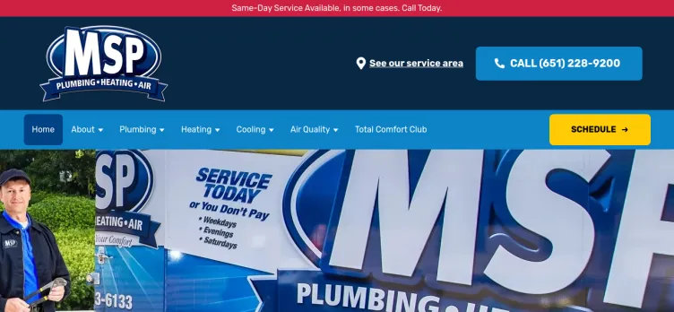 Screenshot Minneapolis Saint Paul Plumbing Heating & Air