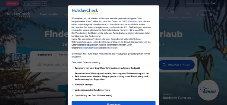 Screenshot HolidayCheck