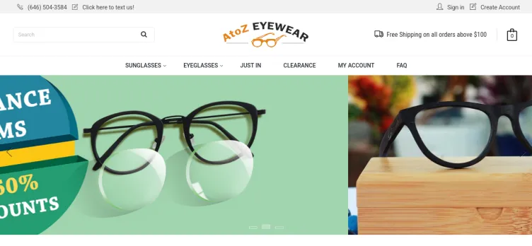 Screenshot AtoZEyewear