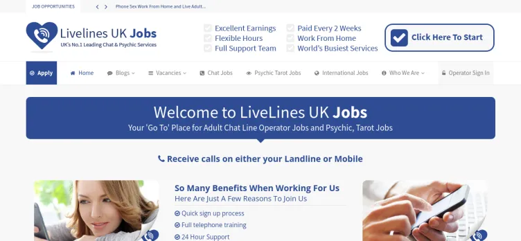 Screenshot Livelines UK Jobs