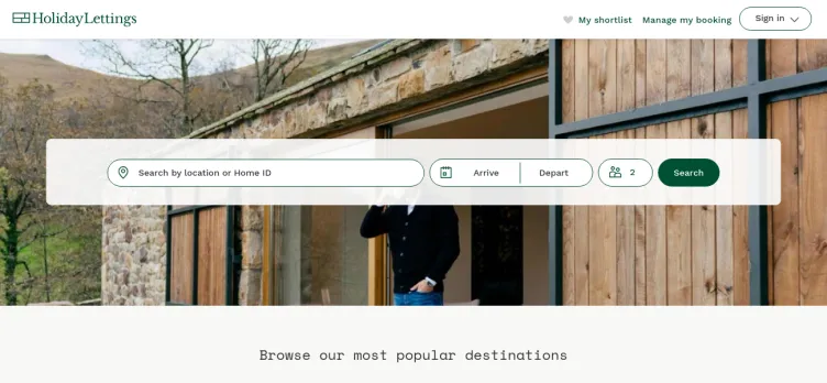 Screenshot HolidayLettings UK