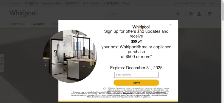 Screenshot Whirlpool Canada