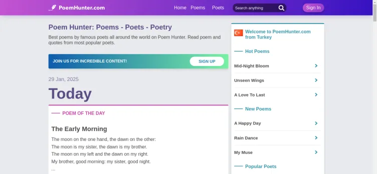 Screenshot Poem Hunter: Poems