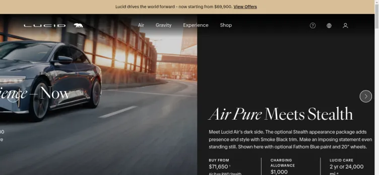 Screenshot Lucid Motors USA