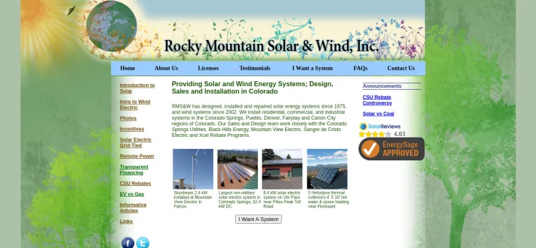 Screenshot Rocky Mountain Solar & Wind
