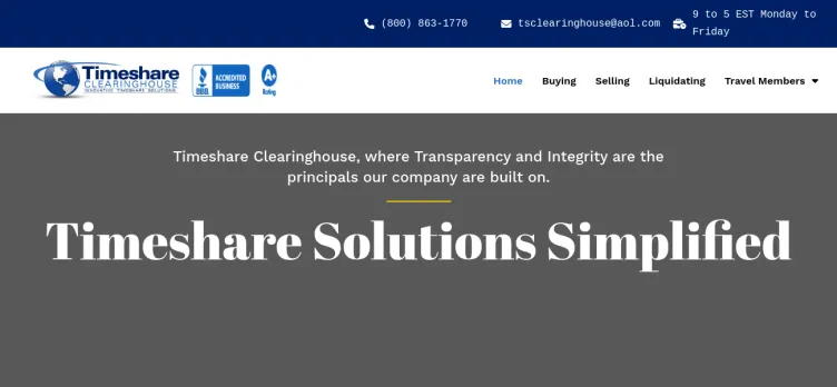 Screenshot Timeshare Clearinghouse