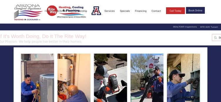 Screenshot Arizona Comfort Systems Heating and Cooling