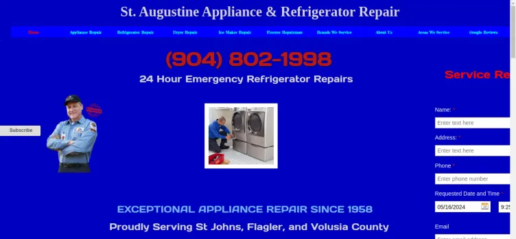 Screenshot St. Augustine Appliance & Refrigerator Repair Service