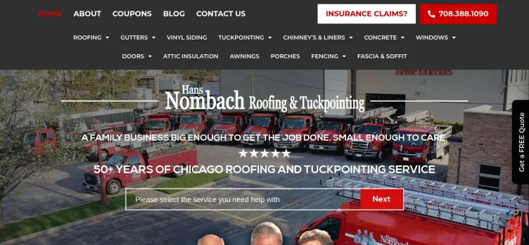 Screenshot Nombach Roofing & Tuckpointing