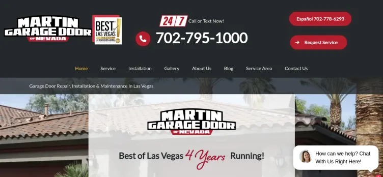 Screenshot Martin Garage Doors of Nevada