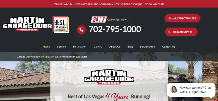 Screenshot Martin Garage Doors of Nevada