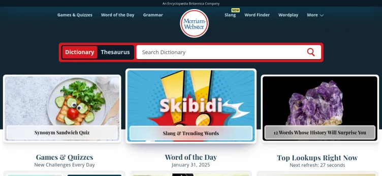 Screenshot Merriam-Webster