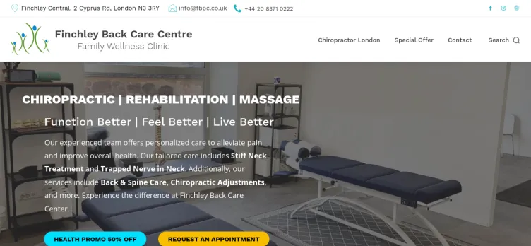 Screenshot Finchley Back Care Centre
