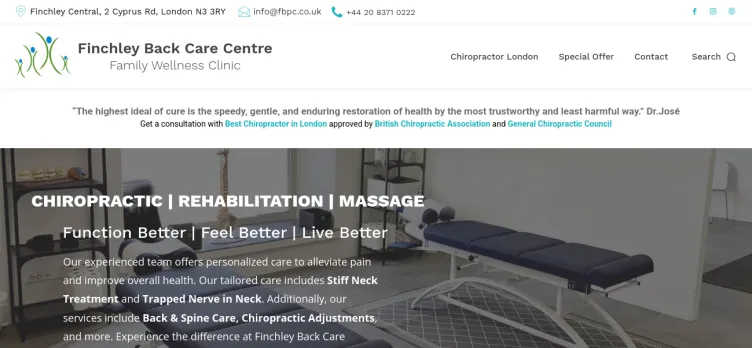 Screenshot Finchley Back Care Centre