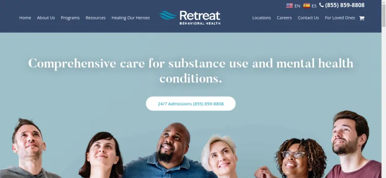 Screenshot Retreat Behavioral Health: Palm Springs