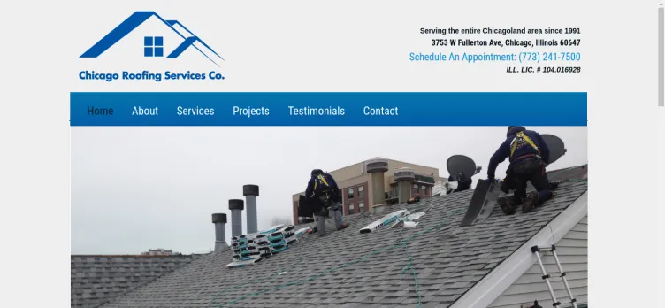 Screenshot Chicago Roofing Services