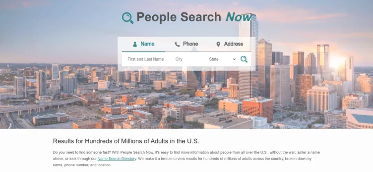 Screenshot PeopleSearchNow.com