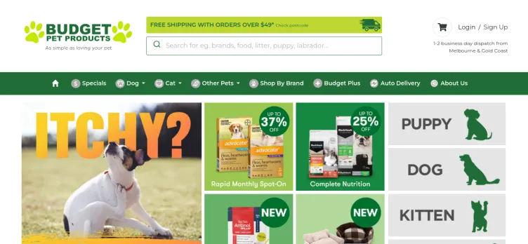 Screenshot Budget Pet Products
