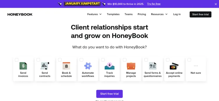 Screenshot HoneyBook