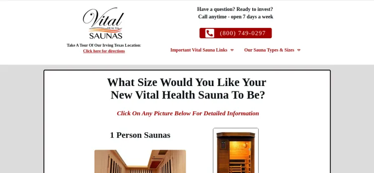 Screenshot Vital Saunas