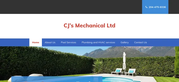 Screenshot CJ's Mechanical Ltd. and Pool Heater Specialists