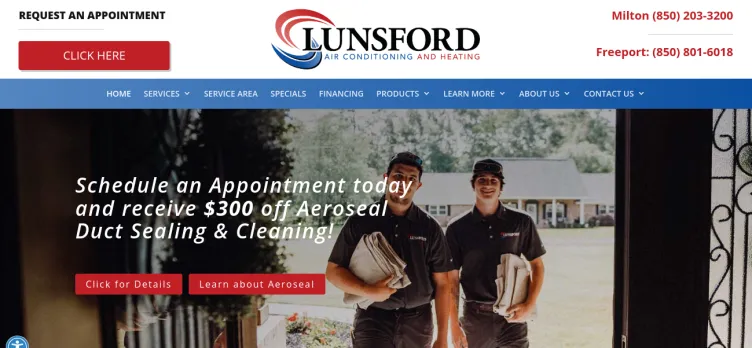Screenshot Lunsford Air Conditioning & Heating