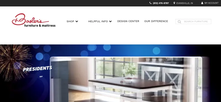 Screenshot Dean Bosler's Furniture Showroom