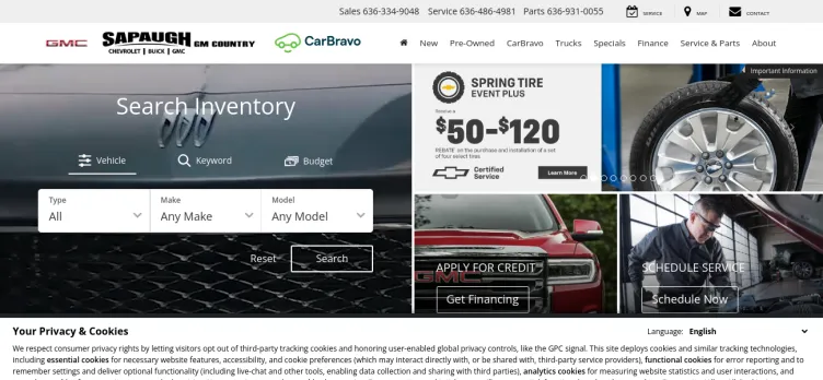 Screenshot Sapaugh Chevrolet Buick GMC