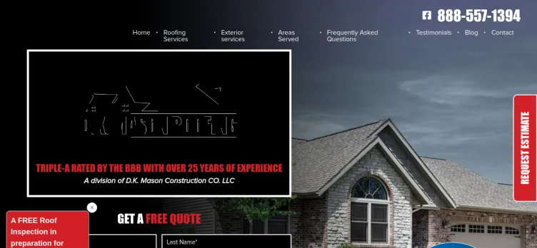 Screenshot D. K. Mason Roofing