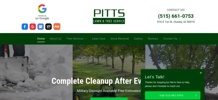 Screenshot Pitts Lawn & Tree Service