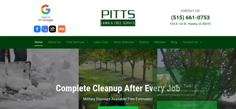 Screenshot Pitts Lawn & Tree Service