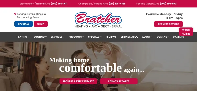 Screenshot Bratcher Heating & Air Conditioning