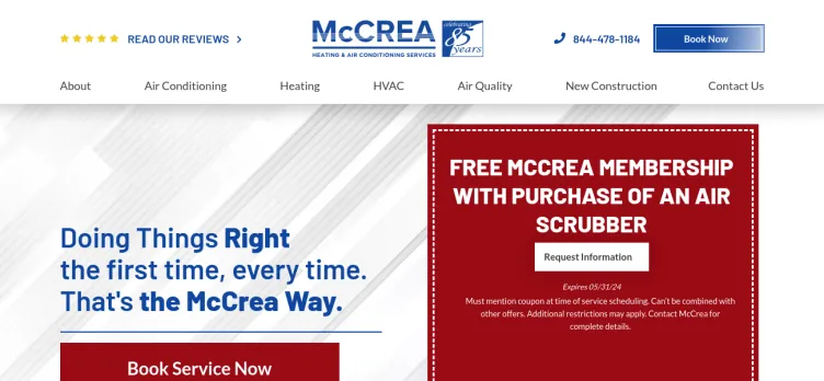 Screenshot McCrea Heating And Air Conditioning