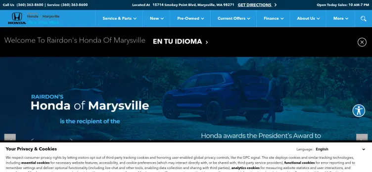 Screenshot Rairdon's Honda of Marysville