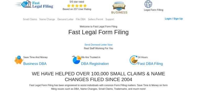 Screenshot Fast Legal Filing