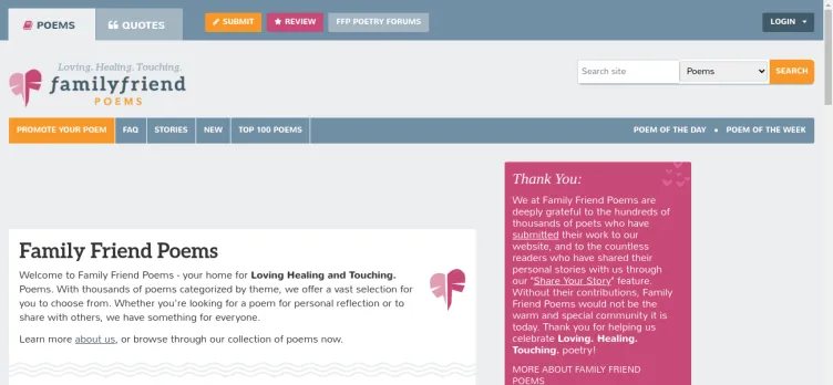Screenshot Family Friend Poems