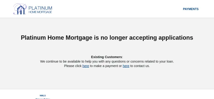 Screenshot Platinum Home Mortgage Corporation