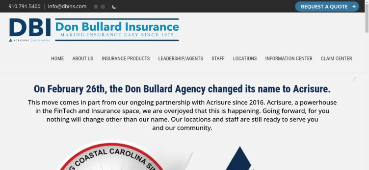 Screenshot Don Bullard Insurance