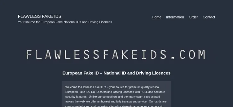 Screenshot Flawless Fake IDs