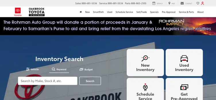 Screenshot Oakbrook Toyota in Westmont