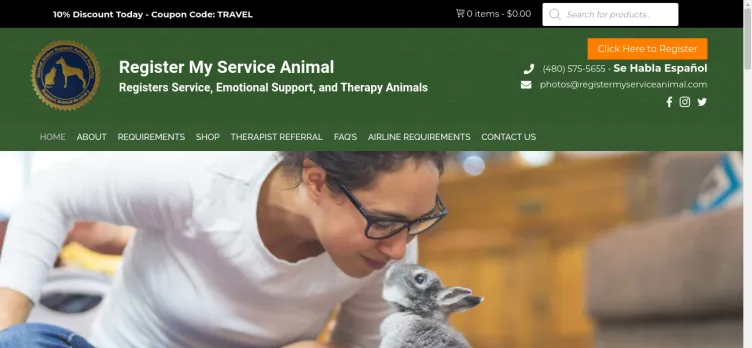 Screenshot Register My Service Animal