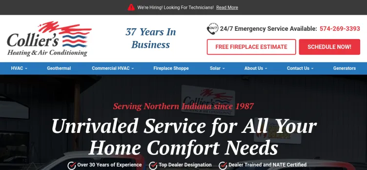 Screenshot Collier's Heating & Air Conditioning