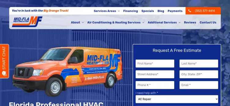 Screenshot Mid-Fla Heating and Air