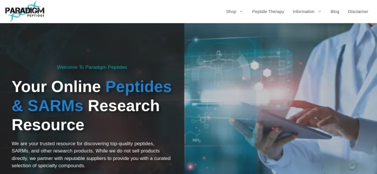 Screenshot Paradigm Peptides